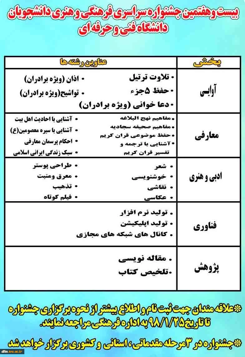 ثبت نام دانشجویان در بیست و هفتمین جشنواره سراسری قرآن و عترت دانشگاه فنی و حرفه ای 2